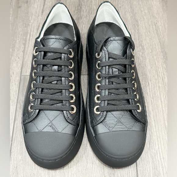 Black Quilted Platform Sneakers - Picture 6 of 16